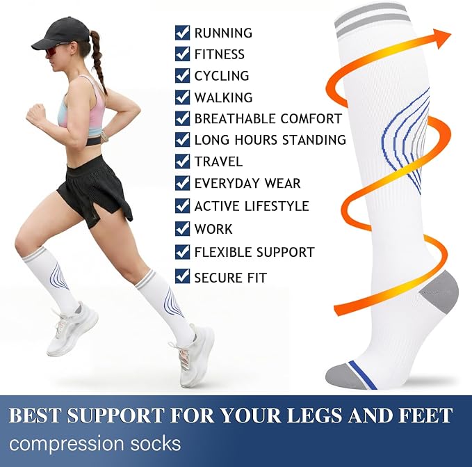 Sooverki Compression Socks for Women and Men Circulation (3/4 Pairs) is Best Support for Running Athletic Cycling Hiking - Image 6
