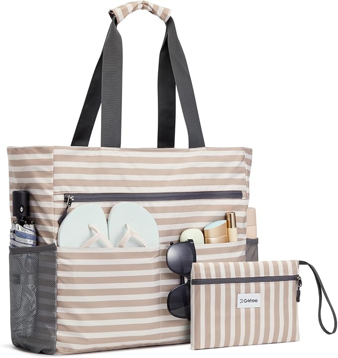 G4Free Beach Bag, Waterproof Sandproof Beach Tote Bag, Large Capacity Foldable for Women by G4Free