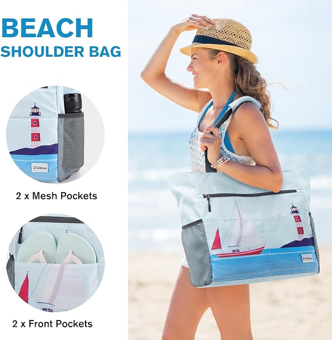 G4Free Beach Bag, Waterproof Sandproof Beach Tote Bag, Large Capacity Foldable for Women - Image 4