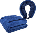 2-in-1 Travel Pillow/Blanket,Airplane Neck Pillow,Lightweight Throw Blanket | Travel Blanket Roll up as a pillow for Airplane,Camping,Office,Airplane Essentials (Blue) by lomitech