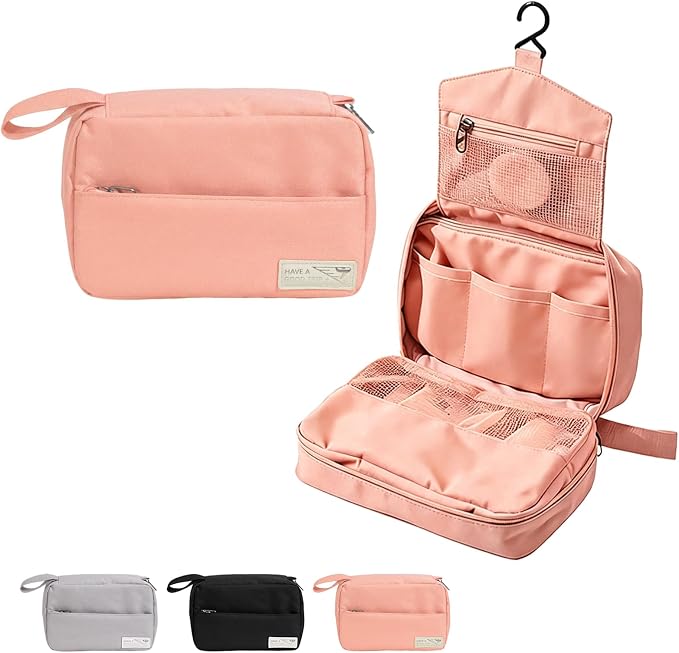 Small Travel Hanging Toiletry Bag Makeup Toiletries Waterproof Women Pink by Fab+Day