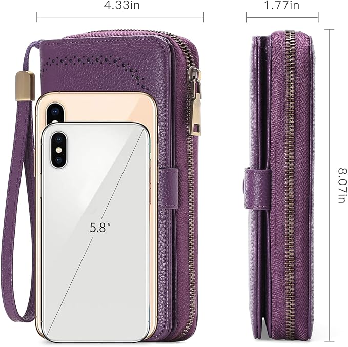 GAEKEAO Leather Credit Card Holder Wallet for Women RFID Blocking Large Capacity Bifold Zipper Card Case Organizer with Wristlet 45 Slots - Image 3