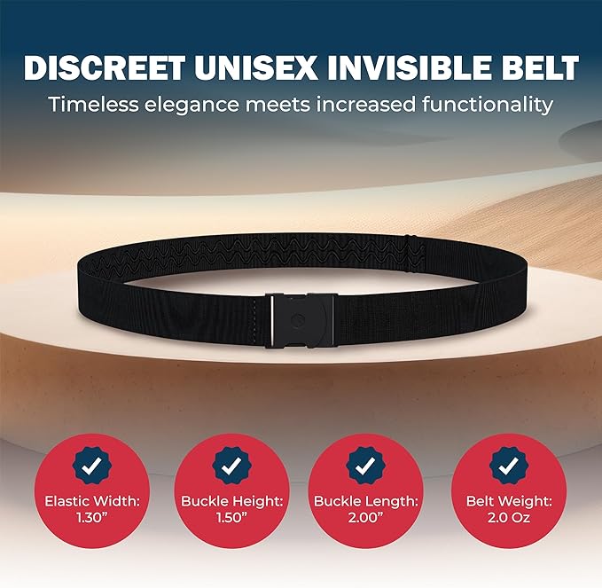 Unisex Adventure Stretch Belt, 1.30" Width, Non Slip, Travel Friendly Buckle. Designed in USA. - Image 4