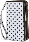 RFID Blocking Cellphone Wallet for Women with Removable Strap, Large Capacity Multi Card Wristlet Purse for Travel, Coin Pocket & Double Zipper, Polka Dot by HAWEE