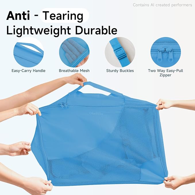 OlarHike 9 Set Packing Cubes for Travel,Gifts for Women Mom,Anti-Tearing Suitcase Organizer,with Over 1000 pcs Mesh Holes,Vacation Essentials & Accessories for Cruise Ship - Image 4