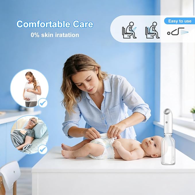 Portable Travel Bidet with Water Absorbing Ball, 360° Full Usage Electric Handheld Bidet Sprayer, Rechargeable USB-C, Dual Modes Feminine Washer for Postpartum Care, Camping & Personal Hygiene - Image 3