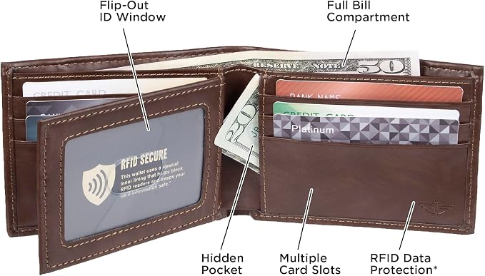 Dockers Men's Bifold Leather Wallet - Thin Slimfold RFID Blocking Security Smart Extra Capacity - Image 6