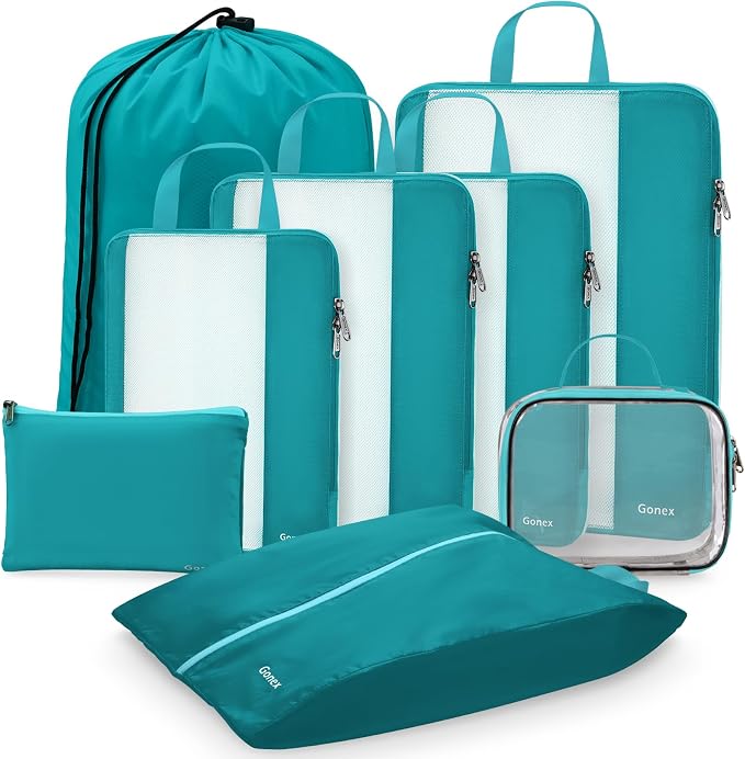 Gonex Compression Packing Cubes for Travel, Mesh Bags Luggage Organizers | Set of 8 with 4 Bags for Toiletry Essentials, Fits 20"Carry-on Suitcases, Double Zipper Compression, Lightweight (1.08 lbs) - Image 9