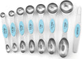 Spring Chef Stainless Steel Magnetic Measuring Spoons Set of 8, Aqua Sky | Nesting Metal Teaspoon & Tablespoon Measuring Spoons with Leveler for Dry & Liquid Ingredients, Dual Sided, Dishwasher Safe by SpringChef