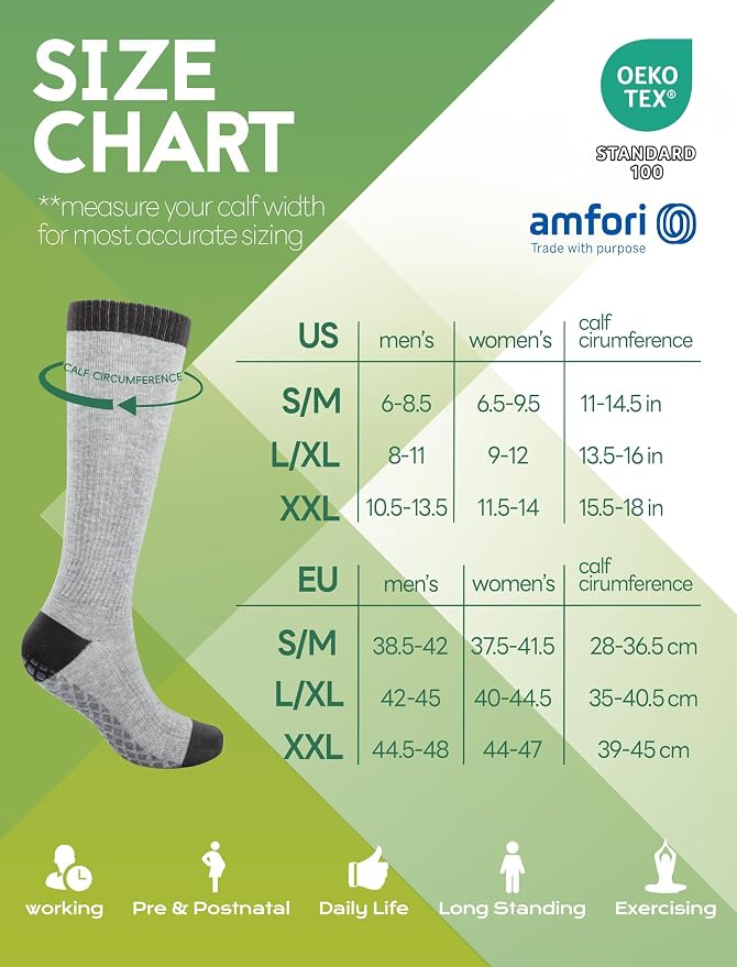SONORAN Compression Socks for Pregnant Women (2/3 Pairs) 15-20 mmHg Bamboo Viscose Non-slip Sock for Nurses Pregnancy - Image 6