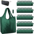 BeeGreen Christmas Green Reusable Grocery Bags Dark Green Reusable Kitchen Bags Bulk Foldable-Machine Washable with Zipper Storage Pouch 50 Packs by BeeGreen