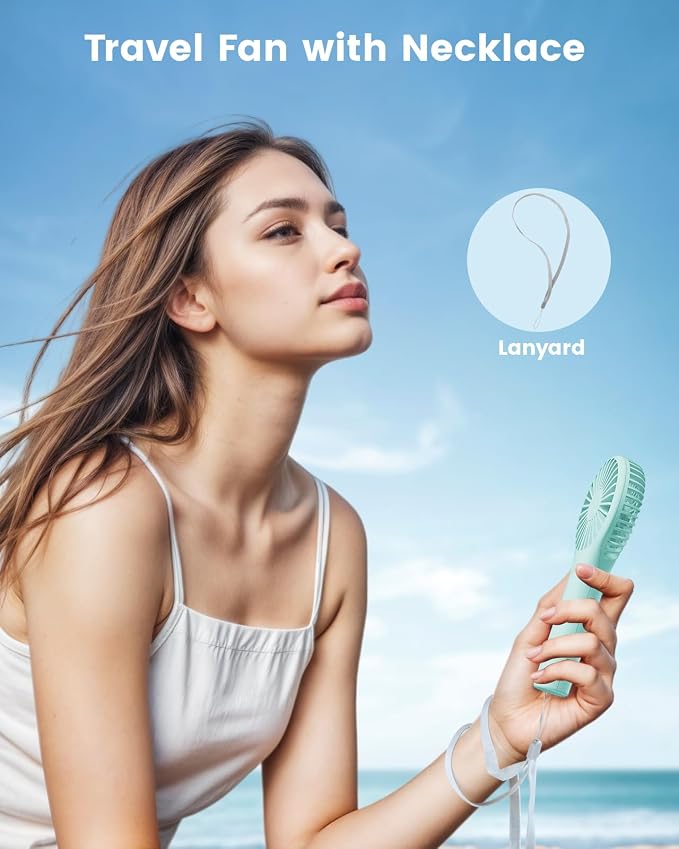 Edvision Portable Mini Fan - Powerful Personal Handheld Fan with 3 Speeds, Cute and Small, USB Rechargeable for Travel/Lash/Makeup/Outdoor/Home, Blue - Image 6