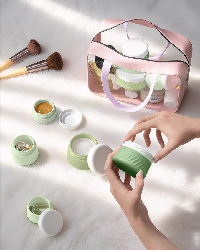 Quatish 6 Pack Travel Size Containers for Toiletries, 3oz, Evergreen | Leakproof, TSA Approved Silicone Jars, Easy to Clean, Portable Travel Essentials for Lotion Cosmetics Medicines and Jewelry - Image 7
