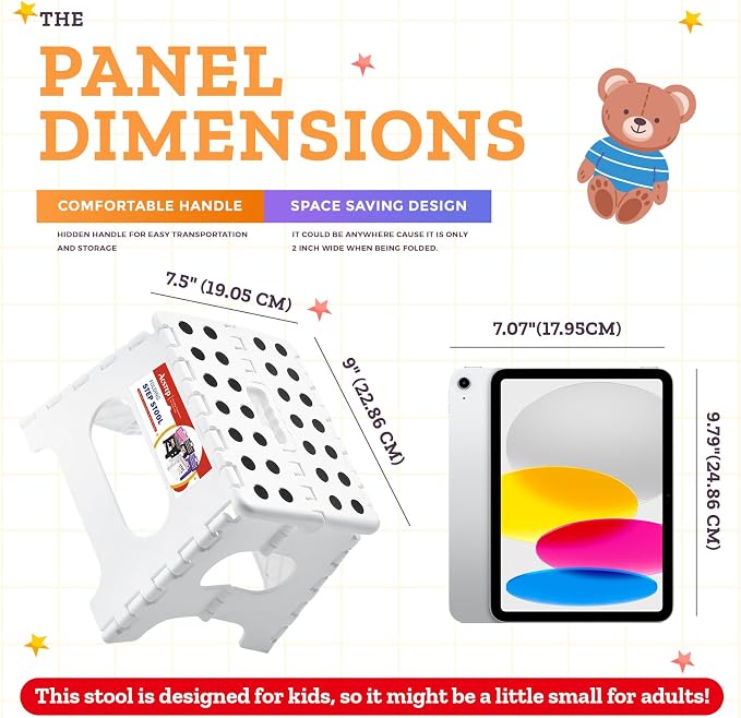 Collapsible Step Stool 7.5 Inch, Small Folding Stool, 176 lbs, White | Lightweight Foldable Step Stool for Kids and Adults with Handle, for Kitchen, Bathroom, Car, and Compact Home Storage - Image 5