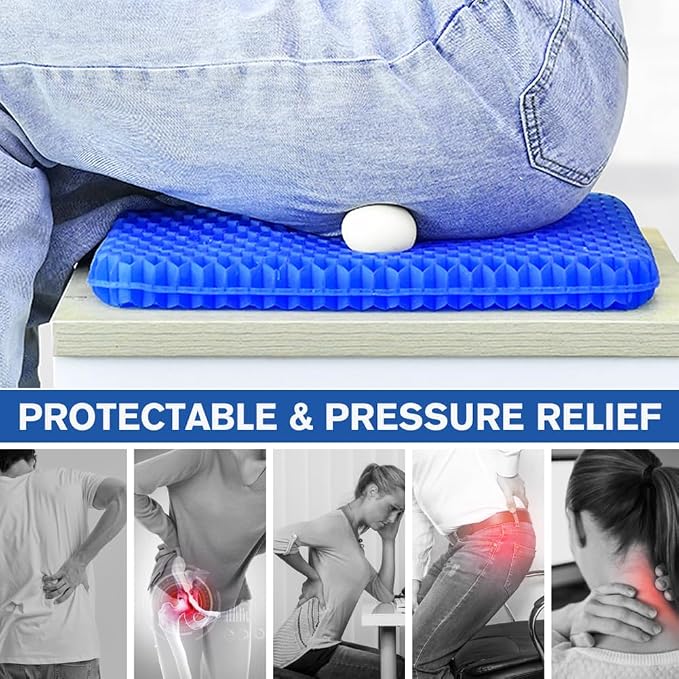 Egg Gel Seat Cushion, Breathable Gel Cushion Chair Pads with Non-Slip Cover for Home Office Car Wheelchair, Honeycomb Design Egg Seat Cushion As Seen On TV - Image 5