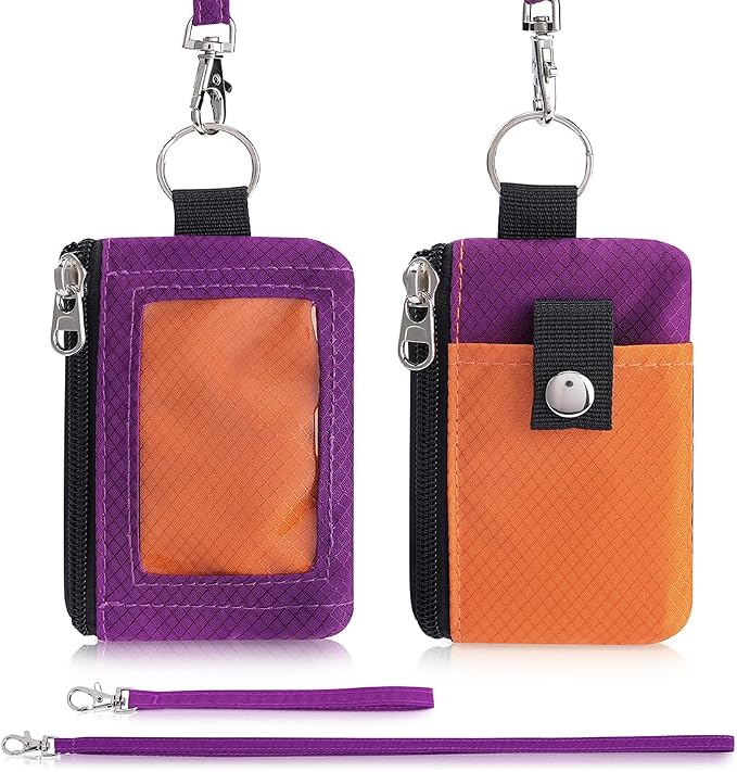 Artpaxy Minimalist Wallet For Mens Womens, Keychain RFID Blocking Zipper Small Wallet with ID Window 2 Lanyards,Water Resistant Travel Cash Card Coin Case Boys Girls - Image 7