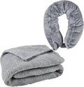 Travel Pillow/Travel Blanket 2-in-1 for Airplanes,Soft Warm Blanket | Roll up as a pillow,Portable Blanket for Airplane,Camping,Office(Gray) by lomitech