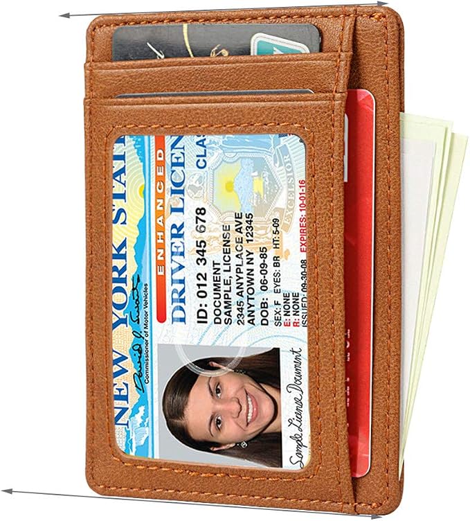 GH GOLD HORSE Slim RFID Blocking Card Holder Minimalist Leather Front Pocket Wallet for Women | Slim - Image 2