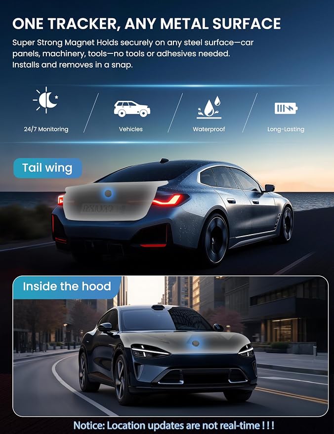 2026 Upgraded GPS Tracker for Vehicles, No Subscription, Magnetic Vehicle Anti-Lost Tracker, Small Locator, Anti-Theft GPS Tracking Device with Free App, No Monthly Fee/No SIM Card, iOS & Android - Image 2