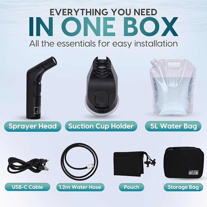 Portable Bidet Sprayer & 5L Water Bag – Rechargeable Travel Bidet, 2-Speed Flow Control, IPX6 Waterproof, 1.2m Hose & USB-C Charging – Perfect for Road Trips, Camping, RV Living & Postpartum Care! - Image 4