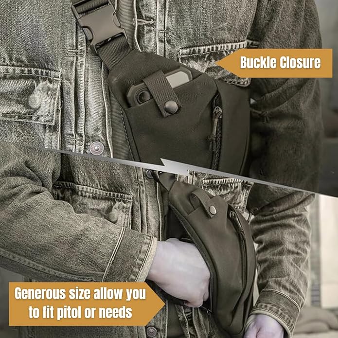 Anti-Theft Sling Bag Right Hand Cross Body Chest Bag Secure Zippers - Image 7