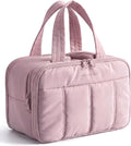 BAGSMART Travel Toiletry Bag, Puffy Large Toiletry Bag for Women, Lightweight Cosmetic Makeup Bag Organizer with Handle for Traveling, Accessories, Essentials, Toiletries (Purple) by BAGSMART