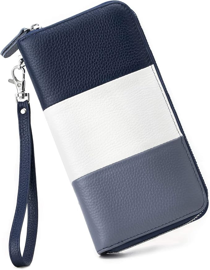 Moflycom Womens Wallet RFID Blocking Genuine Leather Multi Credit Card Large Capacity Zip Around Clutch Travel Purse Wristlet by Moflycom