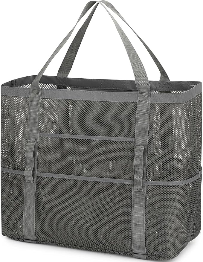 Fammart Mesh Beach Bag for Women, Large Beach Toy Pool Bag with Zipper Pocket, SandProof Cruise Essentials 2026 Family Travel by Fammart
