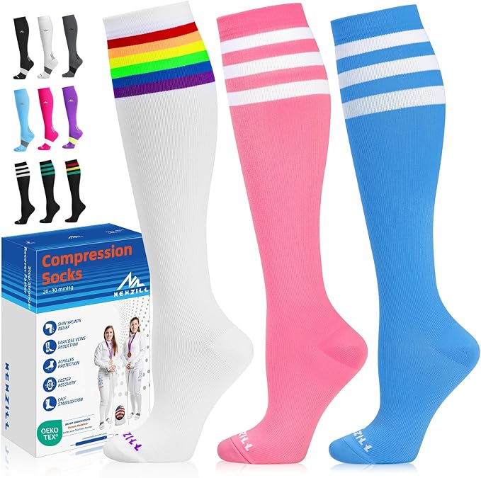 NEWZILL Medical Compression Socks for Women & Men, 20-30 mmHg Knee-High Support for Circulation, All-Day Comfort for Work Travel Running Cycling and Fitness by NEWZILL