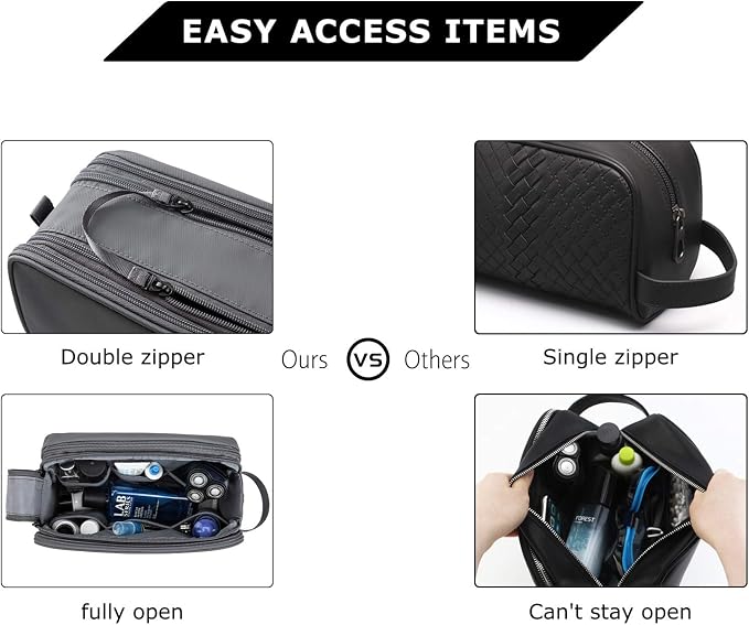 BAGSMART Toiletry Bag for Men, Travel Toiletry Organizer Dopp Kit Water-resistant Shaving Bag for Toiletries Accessories, Door Room Essentials,Grey-medium - Image 5