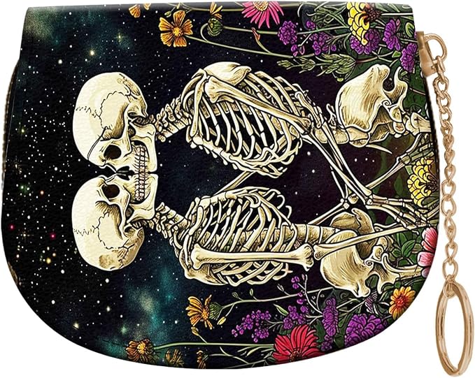 Women's Slim RFID Wallet – Compact Leather Card Holder Wallet for Women, 9 Card Slots RFID Blocking Credit Card Organizer, Small Travel Wallet - Skeleton Floral by Unknown