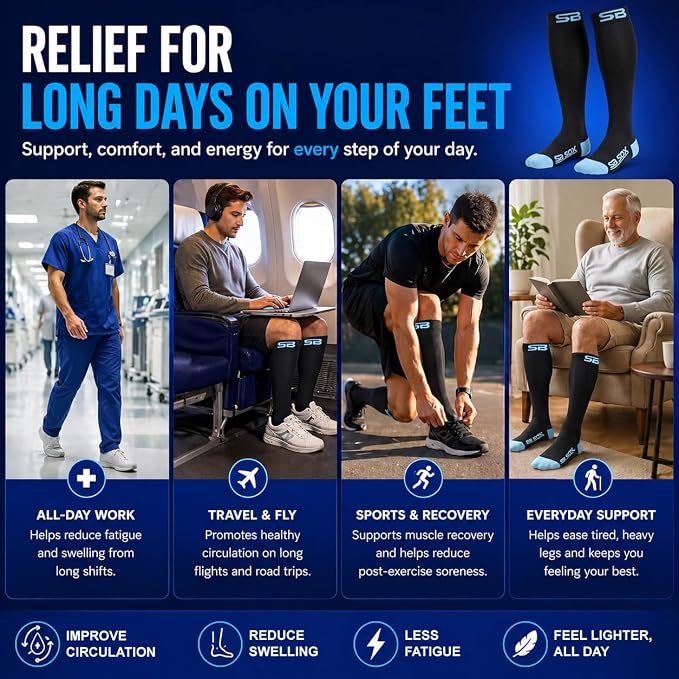 SB SOX Compression Socks for Men & Women (20-30mmHg) | Best Quality Compression Socks for Flying, Medical, Sports, Wide Calf Fit, Pregnancy, and Daily Wear. Trusted since 2016. - Image 5