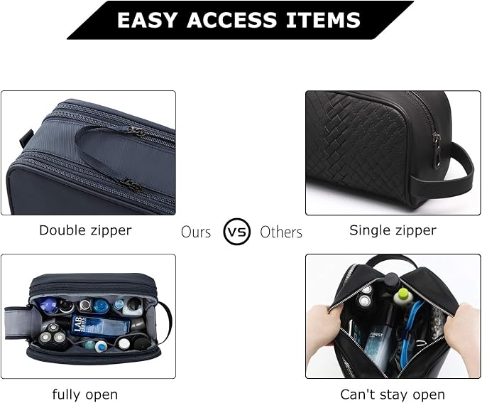 BAGSMART Toiletry Bag for Men, Travel Toiletry Organizer Dopp Kit Water-resistant Shaving Bag for Toiletries Accessories, Door Room Essentials,Navy Blue-medium - Image 5