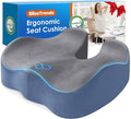 BlissTrends Memory Foam Seat Cushion for Office Chair & Car Seat Grey&Blue | 4.7in Ergonomic Tailbone & Sciatica Support with Removable Velvet Cover for Pressure Relief and Long Sitting Comfort by BlissTrends