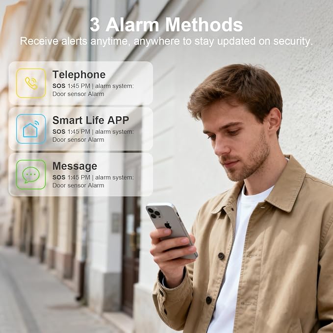 2026 Home Security System, 7-Piece Wireless Smart Alarm System Kit with Instant App Alerts & WiFi+GSM/4G,Mobile App Control,Door/Window Sensors,Remote,Motion Detectors,Compatible with Alexa - Image 2