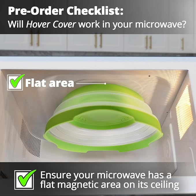 HOVER COVER Magnetic Microwave Splatter Cover - 12-Inch Collapsible - Green | High Power, Stronger Magnetic Grip, BPA-Free Lid, Vented Plate Guard with Steam Vents, Dishwasher Safe, Space-Saving Storage - Image 3