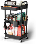 Sorgion 3 Tier Rolling Cart Organizer,Laundry Room Bathroom Organizers and Storage Office Shelves Mobile Shelving Unit Kitchen Trolley Cart with Wheels for Art,Craft,Diaper,Bedside,Snack(Black) by Sorgion