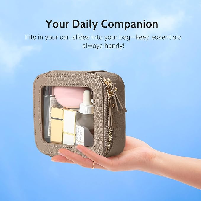 Aveniee Clear Makeup Bag Set (2-Piece Mini & Midi) - Travel Toiletry Organizer for Women, Waterproof Cosmetic Pouch & Car Accessory for Travel Size Toiletries, Taupe - Image 6
