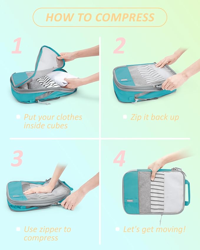 BAGSMART Compression Packing Cubes for Travel Essentials | 14 Set /6 Set /4 Set/2 Set, Lightweight, Durable - Image 6