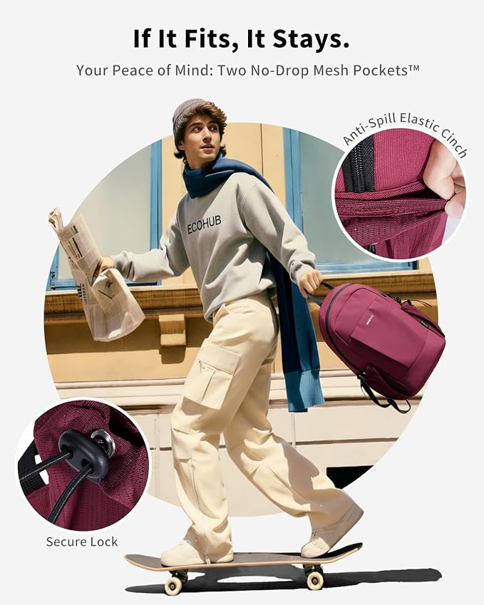 ECOHUB Mini Anti-Theft RFID Backpack for Women and Men, Water-Resistant, Lightweight Travel Daypack with iPad Sleeve, Key Holder, 9 Pockets, Gifting, Red | 10L RFID Blocking Backpack for Men Lightweight&Small Daypack with 9 Pockets,Water Resistant - Image 3