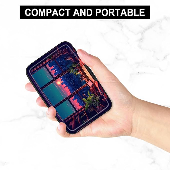 Credit Card Holder, Mini Aluminum Card Wallet RFID Blocking Slim Metal Hard Card Case for Women Men, Window View - Image 5