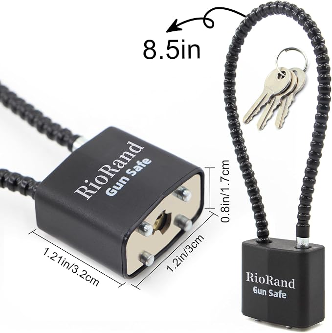 RioRand Keyed Alike Cable Gun Lock 8.5" & 15", Safety Lock Compatible with Pistols, Rifles & Shotguns for Home & Firearm Storage - Image 2