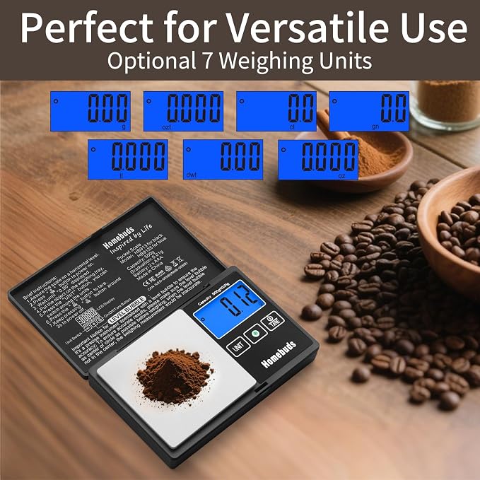 Homebuds 500g Digital Gram Scale High Precision in 0.01g with Level Bubble, Assured by Food Scale Professional Factory Since 2001, Pocket Scale for Lab, Kitchen, Coffee, Jewelry; 2*AAA, Black - Image 5