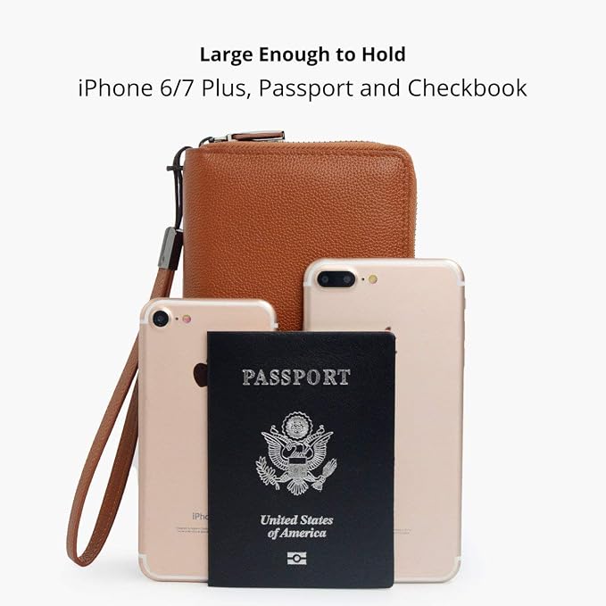 Bveyzi Women RFID Blocking Wallet Leather Zip Around Phone Clutch Large Capacity Ladies Travel Purse Wristlet - Image 4