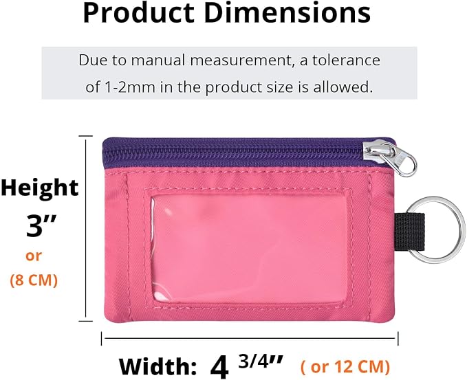 RFID Blocking Travel Wallet with Adjustable Lanyard, Small Nylon Zipper Pouch and Badge Holder for ID, Credit Cards, Cash, Keys, Commuters (Pink+RosePink) - Image 3