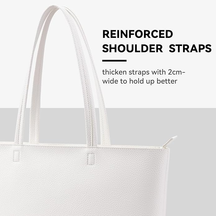 KALIDI Tote Bag Zipper Shoulder Bag Vegan Leather Purses Satchel for Women | Large Casual Handbag for Work Commuting Dating College Everyday - Image 6