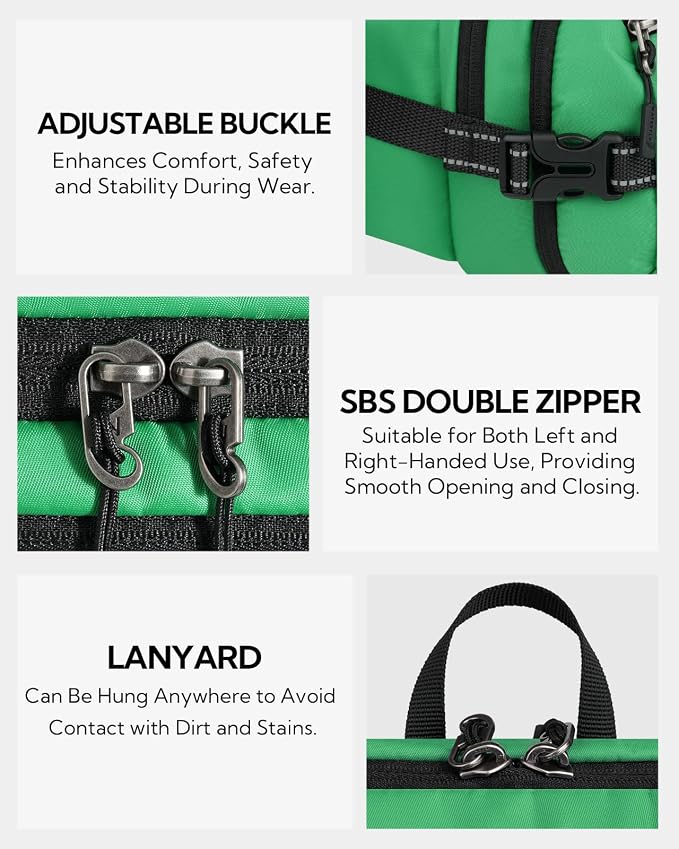WATERFLY Fanny Pack Waist Bag: 3L Large RFID Anti-Theft for Travel | 180-Degree Opening Design, 5 Pockets, Nylon, Reflective Webbing, Adjustable Buckles, Hiking Daily Use, Women Men - Image 6