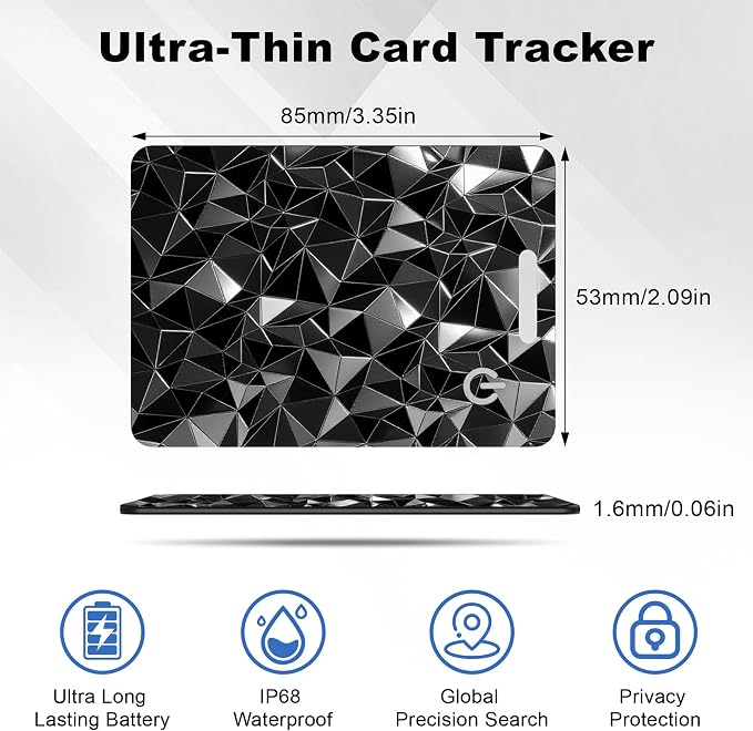 Wallet Tracker Card for Apple Find My (iOS Only), Ultra-Thin Bluetooth Tracker Smart Card Wallet Finder, IP68 Waterproof Slim Item Locator for Wallets, Keys, Passport & Luggage Tags (Diamond Black) - Image 7