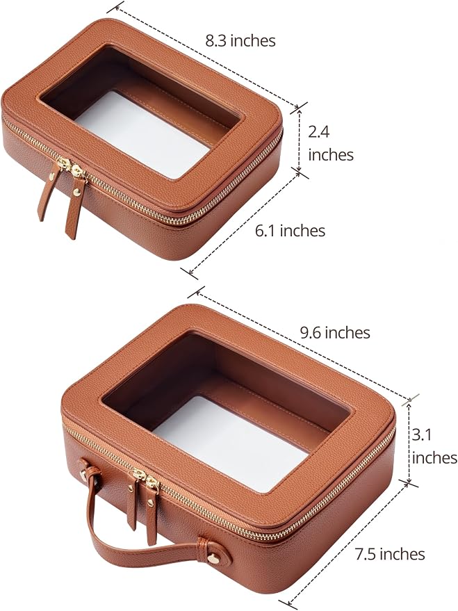 Clear Makeup Bag Toiletry Case Travel Transparent Cosmetic Bag with Zipper, Portable Make Up Organizer Traveling Compact Car Bag for Essentials - Image 2