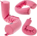 Dot&Dot Twist Memory Foam Travel Pillow, Bendable Neck Pillow for Airplane, Car and Home, 26-Inch Adjustable Roll with Washable Cotton Cover, Pink by DotDot
